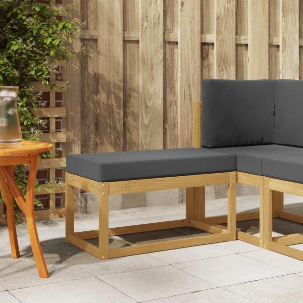 ARDEBO.de - Outdoor Hocker Bank Massivholz Akazie Weiß