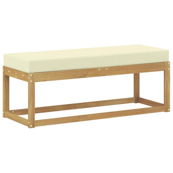 Outdoor Hocker Bank Massivholz Akazie Weiß