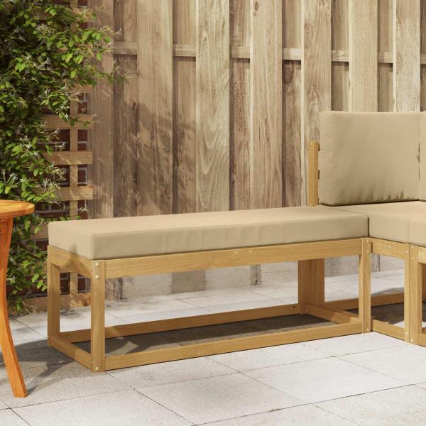 ARDEBO.de - Outdoor Hocker Bank Massivholz Akazie Weiß gewaschen und Beige