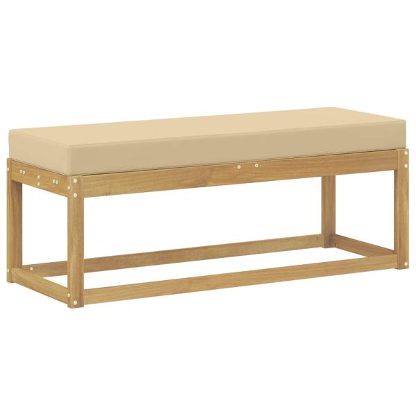 Outdoor Hocker Bank Massivholz Akazie Weiß gewaschen und Beige