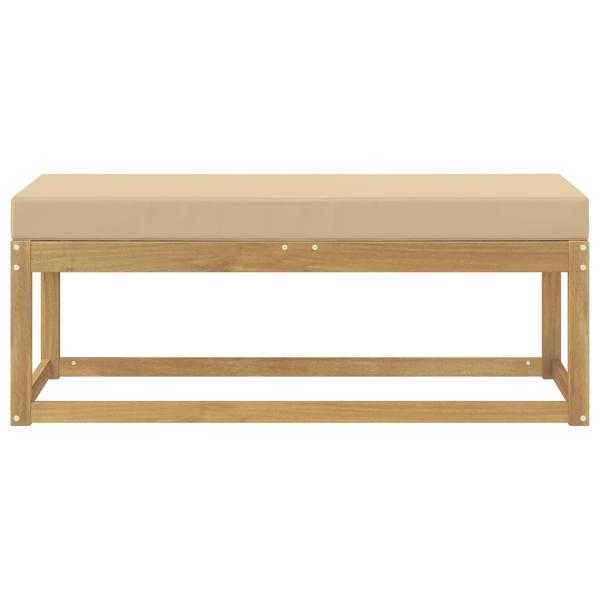 Outdoor Hocker Bank Massivholz Akazie Weiß gewaschen und Beige