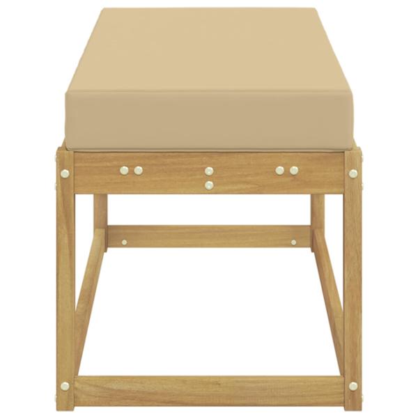 Outdoor Hocker Bank Massivholz Akazie Weiß gewaschen und Beige