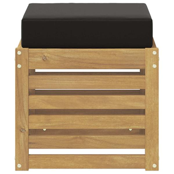 Outdoor Hocker Bank Massivholz Akazie Weiß