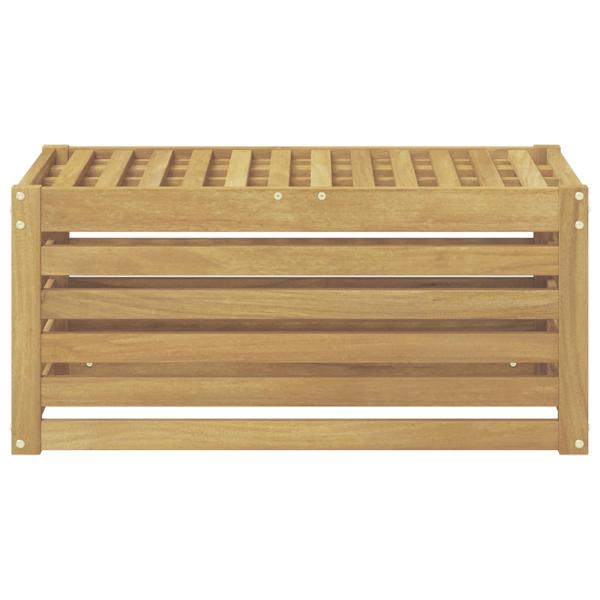 Outdoor Hocker Bank Massivholz Akazie Weiß 79 x 43 x 37 cm