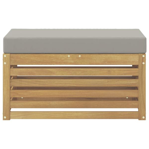 Outdoor Hocker Bank Massivholz Akazie Weiß