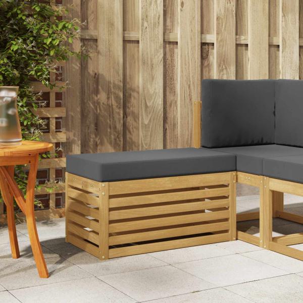ARDEBO.de - Outdoor Hocker Bank Massivholz Akazie Weiß
