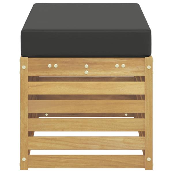 Outdoor Hocker Bank Massivholz Akazie Weiß