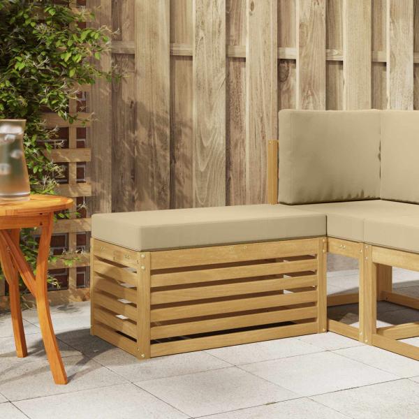 ARDEBO.de - Outdoor Hocker Bank Massivholz Akazie Weiß