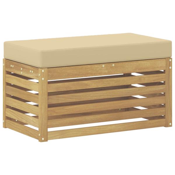 Outdoor Hocker Bank Massivholz Akazie Weiß