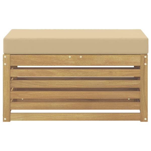 Outdoor Hocker Bank Massivholz Akazie Weiß