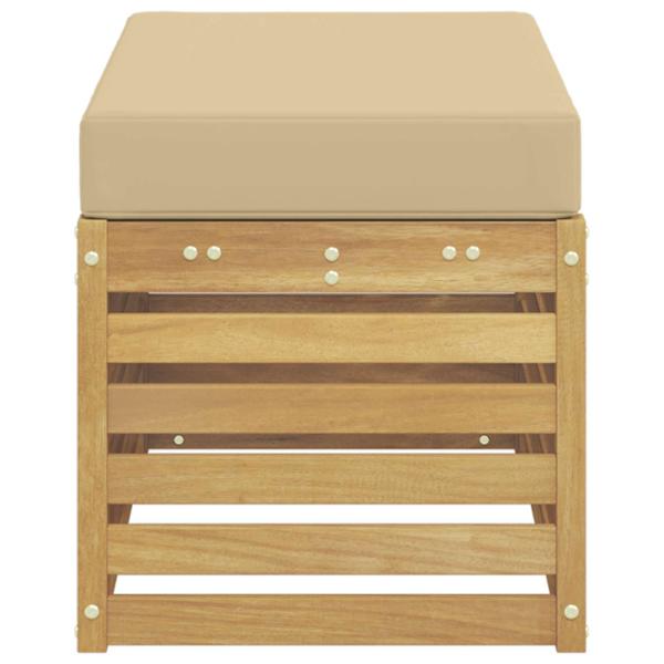 Outdoor Hocker Bank Massivholz Akazie Weiß