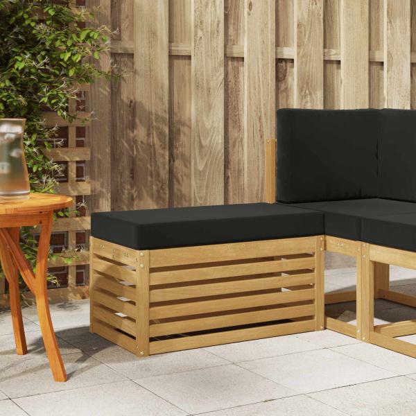 ARDEBO.de - Outdoor Hocker Bank Massivholz Akazie Weiß