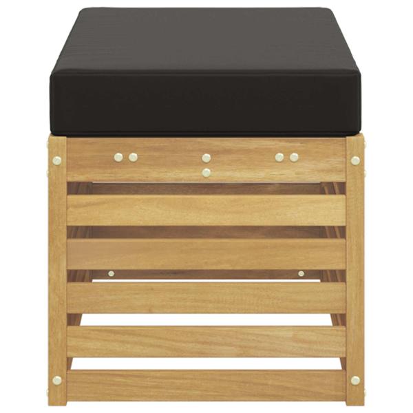 Outdoor Hocker Bank Massivholz Akazie Weiß