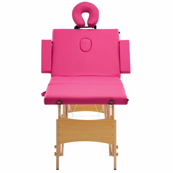 Massageliege Klappbar 4-Zonen mit Holzgestell Rosa