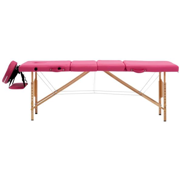 Massageliege Klappbar 4-Zonen mit Holzgestell Rosa