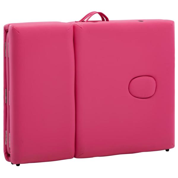 Massageliege Klappbar 4-Zonen mit Holzgestell Rosa