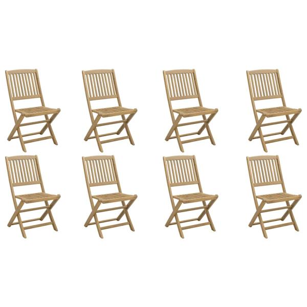 Klappstühle, 8 Stück, 48,5 x 57 x 90 cm, Massivholz Akazie