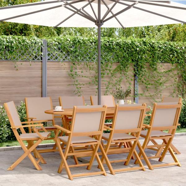 ARDEBO.de - Klappstühle, 8-teilig, taupefarbener Stoff und Massivholz