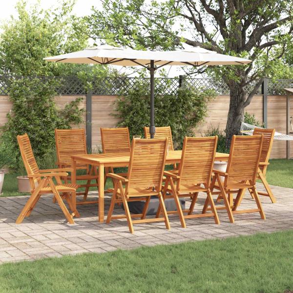ARDEBO.de - Garten Essgruppe 9 pcs Braun Massivholz Akazie