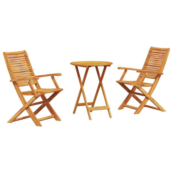 Klapp Bistro Set 3 stk. Braun Massivholz Akazie