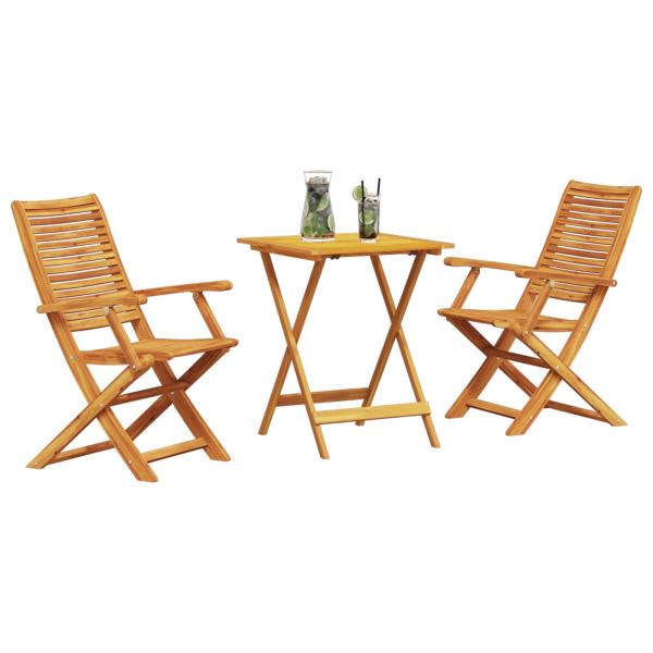 Klapp Bistro Set 3 stk. Braun Massivholz Akazie