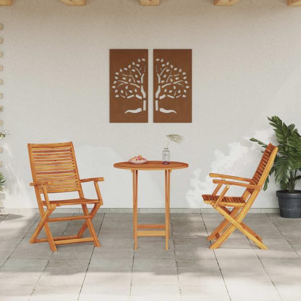 ARDEBO.de - Klapp Bistro Set 3 stk. Braun Massivholz Akazie