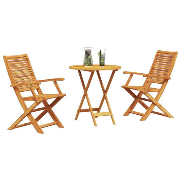 Klapp Bistro Set 3 stk. Braun Massivholz Akazie
