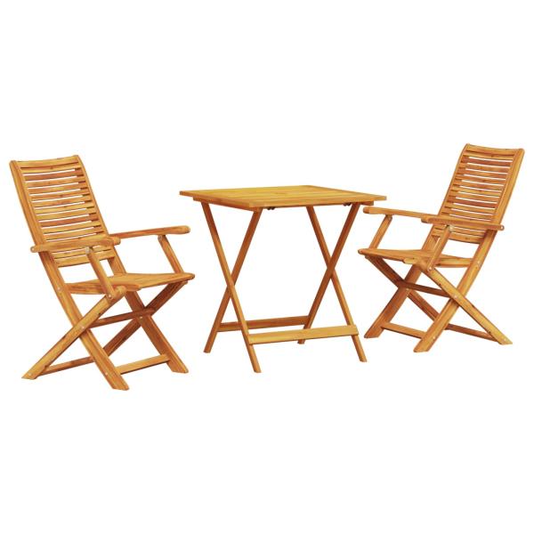 Klapp Bistro Set 3 stk. Braun Massivholz Akazie