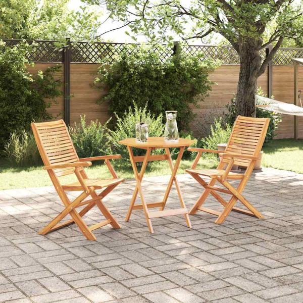ARDEBO.de - Klapp Bistro Set 3 Stk. Braun Massivholz Akazie