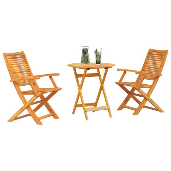 Klapp Bistro Set 3 Stk. Braun Massivholz Akazie