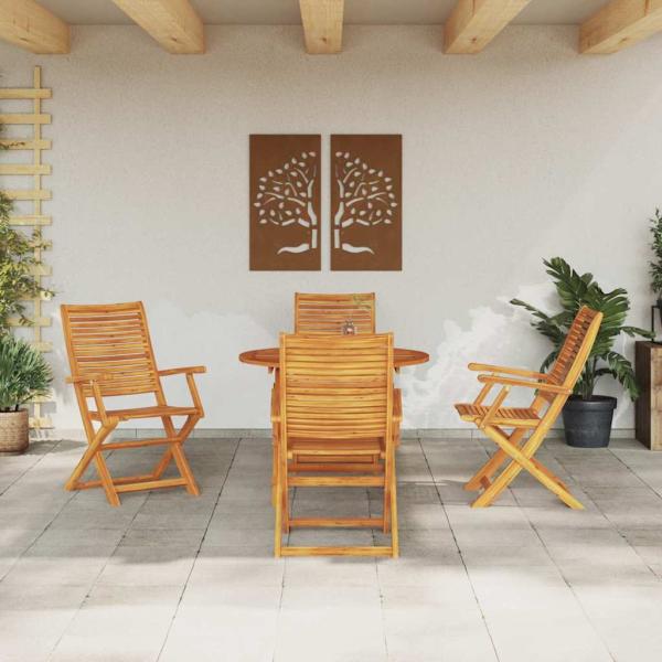 Garten Essgruppe 5 stk. Braun Massivholz Akazie
