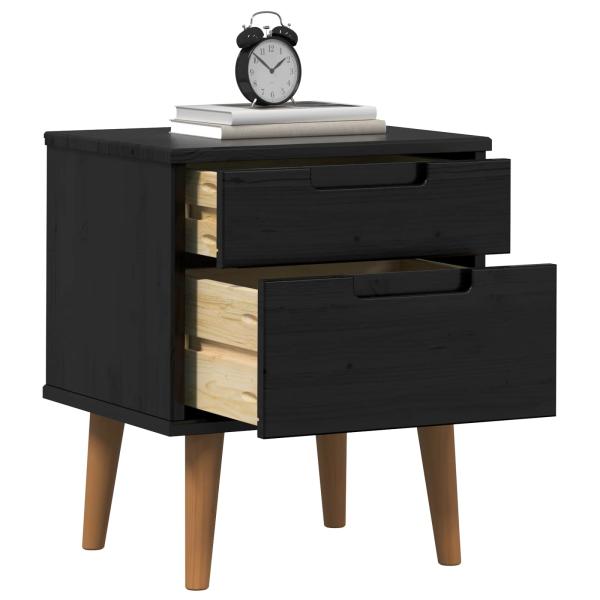 Nachttisch MOLDE Schwarz 40 x 35 x 48 cm Massives Kiefernholz