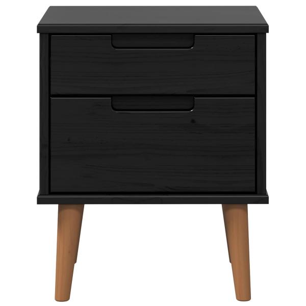 Nachttisch MOLDE Schwarz 40 x 35 x 48 cm Massives Kiefernholz