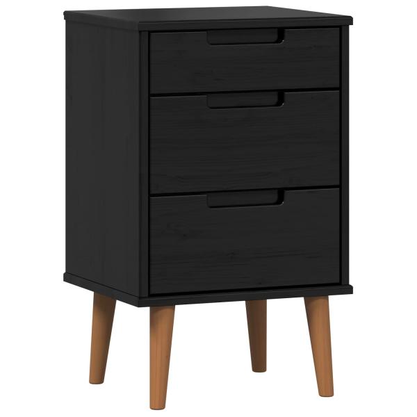 Nachttisch MOLDE Schwarz 40 x 35 x 65 cm Massives Kiefernholz