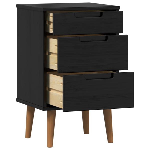 Nachttisch MOLDE Schwarz 40 x 35 x 65 cm Massives Kiefernholz