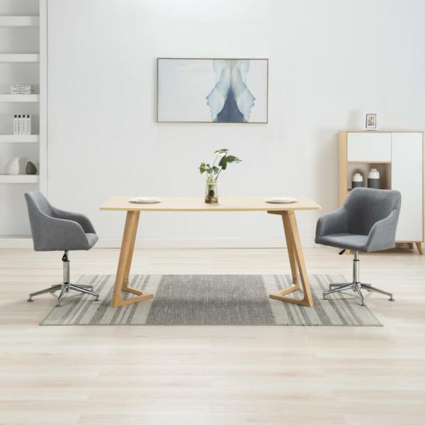ARDEBO.de - Esszimmerstühle Drehbar 2 Stk. Hellgrau Stoff