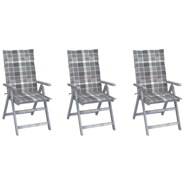 ARDEBO.de - Verstellbare Gartenstühle 3 Stk. mit Auflagen Massivholz Akazie