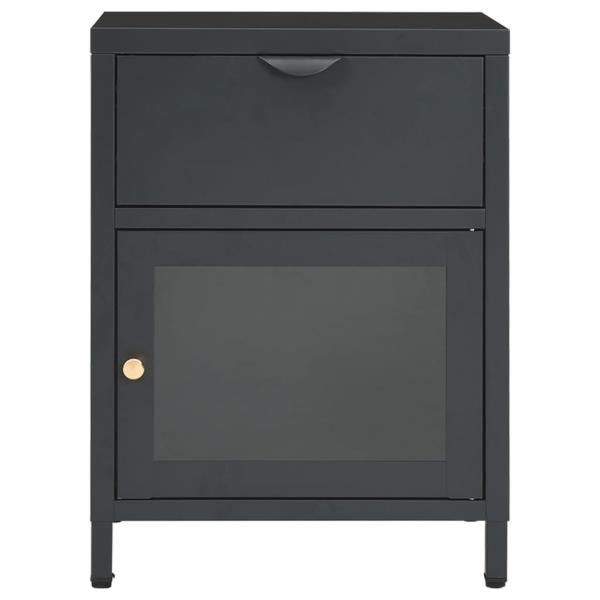 Nachttische 2 Stk. Anthrazit 40x30x54,5 cm Stahl und Glas