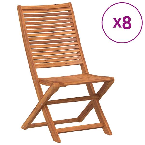 Klappstühle, 8 Stück, 51 x 66 x 95 cm, Massivholz Akazie