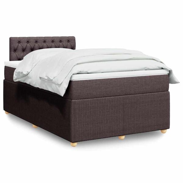ARDEBO.de - Boxspringbett mit Matratze Dunkelbraun 120x200 cm Stoff