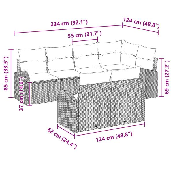 Gartensofa-set Braun Poly-Rattan