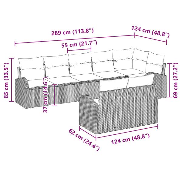 Gartensofa-set Braun Poly-Rattan