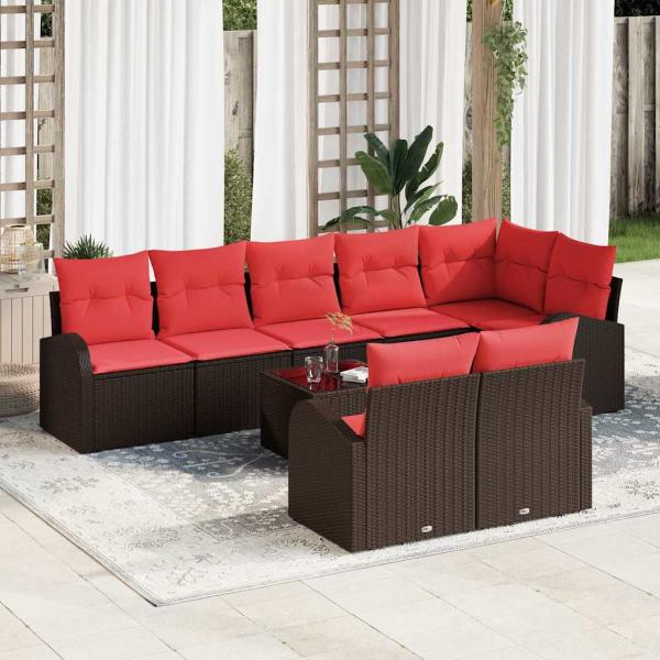 ARDEBO.de - Gartensofa-set 9 pcs Braun Poly-Rattan