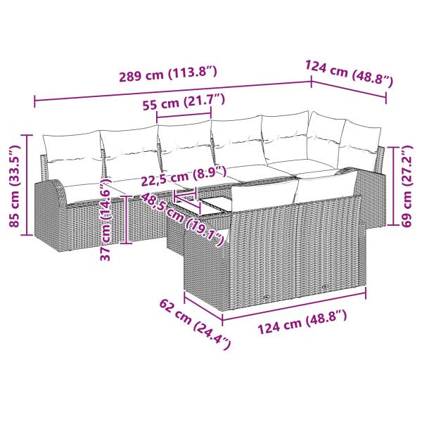Gartensofa-set 9 pcs Braun Poly-Rattan