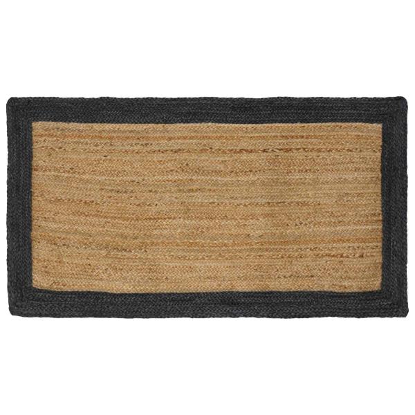 ARDEBO.de - Bereichsteppich Dunkelgrau und Natur 80 x 150 cm Jute
