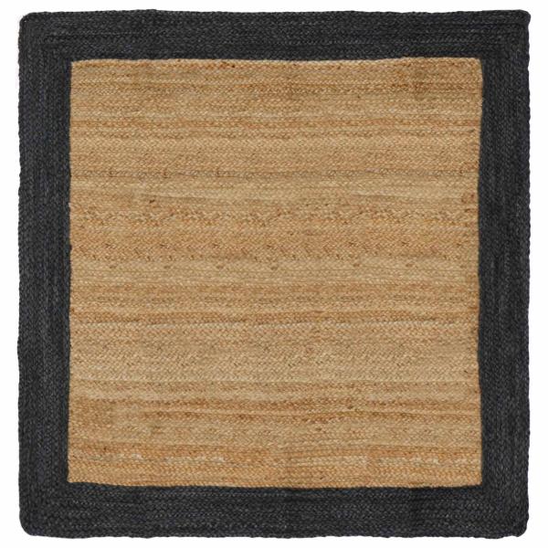 ARDEBO.de - Bereichsteppich Dunkelgrau und Natur 160 x 160 cm Jute