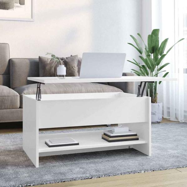 ARDEBO.de - Couchtisch Hochglanz-Weiß 80x50x40 cm Holzwerkstoff