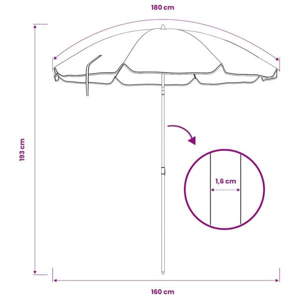 Sonnenschirm mit Stahlmast Blau 180 cm