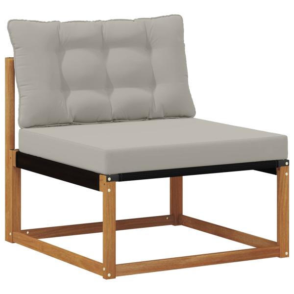 Outdoor Mittelsofa Massives Akazienholz und Textilene Natur