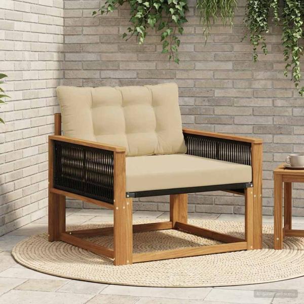 ARDEBO.de - Outdoor-Sofagarnitur Massives Akazienholz und Textilene Natur